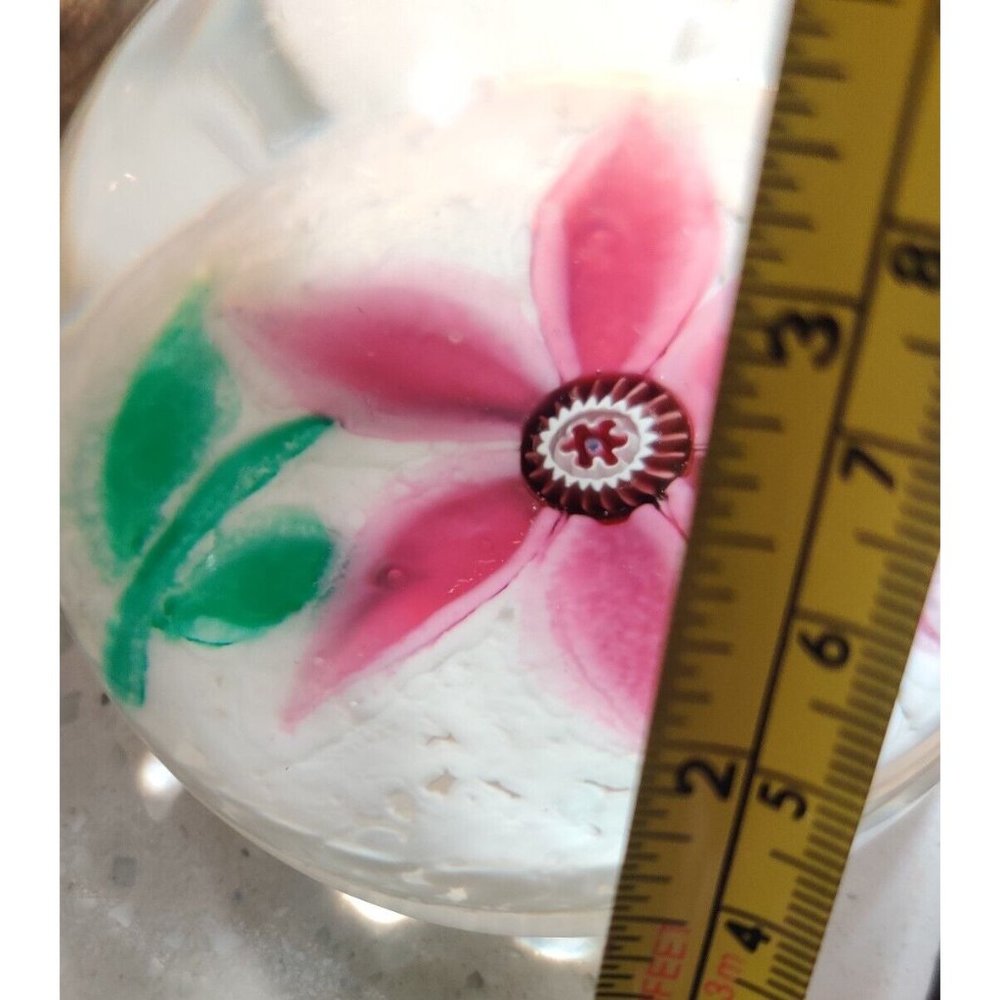 Murano Glass? LAMPWORK Poinsettia FLOWER Marshmallow White "SNOW" Paperweight - Picture 13 of 13